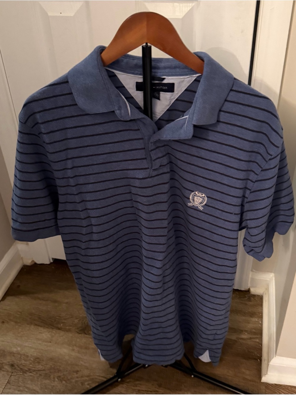 Tommy Hilfiger Navy-Striped Slate Blue Polo